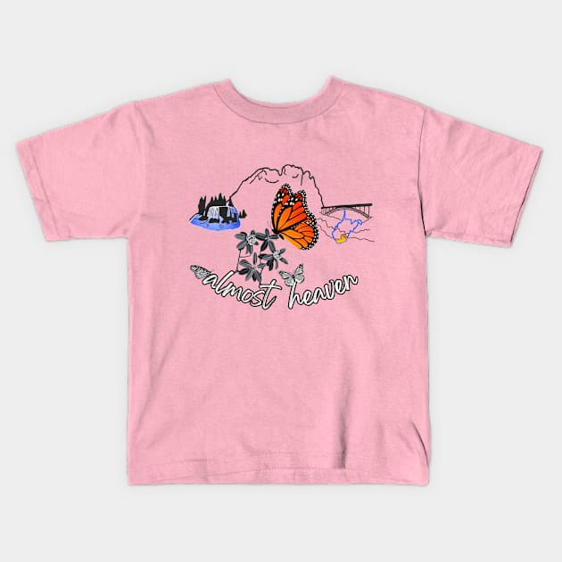 West Virginia Butterfly Kids T-Shirt by BisKitsNGravy